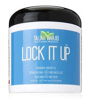 Face of 177 millilitre white coloured tub of Taliah Waajid Lock It Up styling product shown against white background