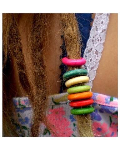 Dreadz Wooden Round Hoop Hair Beads (7mm Hole) x 7 Bead Pack