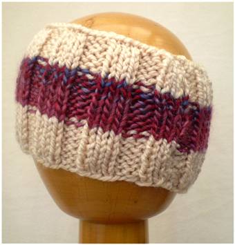 Dreadz Hand Knitted Ribbed Dreadlock Headband / Tube (Cream/Red) (#015)
