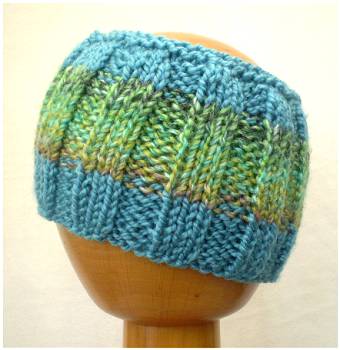 Dreadz Hand Knitted Ribbed Dreadlock Headband / Tube (Blue/Green) (#022)