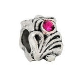 Dreadz Antique Silver with Dark Pink Rhinestone Jewel Dreadlock Hair Bead (5mm Hole) x 1 Bead