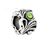 Dreadz Antique Silver with Green Rhinestone Jewel Dreadlock Hair Bead (5mm Hole) x 1 Bead