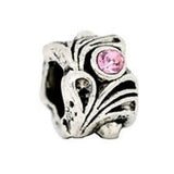 Dreadz Antique Silver with Light Pink Rhinestone Jewel Dreadlock Hair Bead (5mm Hole) x 1 Bead