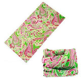 12 in 1 Paisley Multi-Function Tubular Headband / Headwear (Pink/Lime)