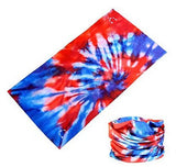 12 in 1 Tie Dye Multi-Function Tubular Headband / Headwear (Red/Blue/White)