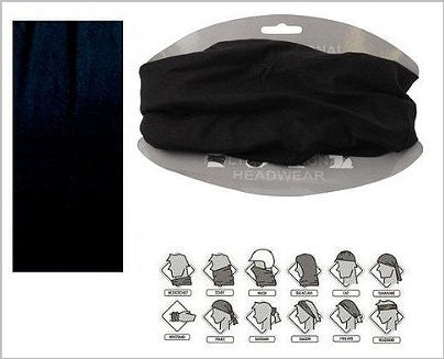 12 in 1 Multi-Function Tubular Headband / Headwear (Plain Black)