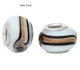 Dreadz White Streak Design Glass Hair Beads (5mm Hole) x 2 Bead Pack