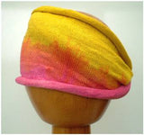 Dreadz Fair Trade Tie Dye Stretch Cotton Dreadlock Headwrap/Dreadwrap Pink/Yellow
