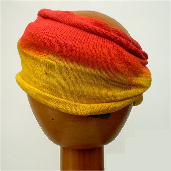 Fair Trade Tie Dye Stretch Cotton Headwrap/Dreadwrap (Red/Yellow)