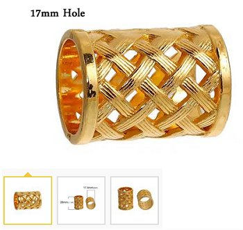 Dreadz Gold Lattice Massive Hole Metal Hair Beads (17mm Hole) x 1 Bead