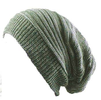 Dreadz Lightweight Slouchy Dreadlock Beanie Hat in Green shown against a white background as if worn by an invisible model