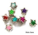 Dreadz Silver Enamel Stars Hair Beads (5mm Hole) x 2 Bead Pack (Opal/White)