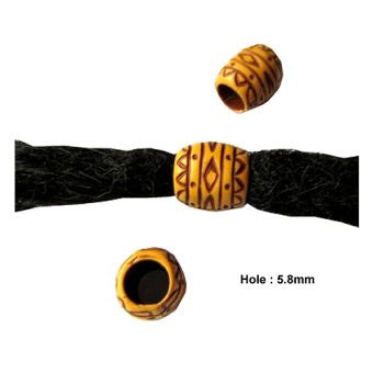 Dreadz Tribal Acrylic Imitation Wood Hair Beads (5.8mm Hole) x 3 Beads