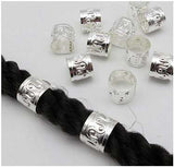 Dreadz Adjustable Large Silver Dreadlock Hair Cuffs (11mm Hole) x 2 Cuffs
