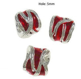 Dreadz Red & Silver Swirl Dreadlock Hair Beads (5mm Hole) x 1 Bead