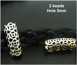 Dreadz Silver Lattice Carved Hair Tube / Hair Beads (5mm Hole) (AL-35B) x 2 Bead Pack