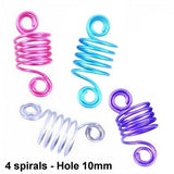 Dreadz Pink/Blue/Purple/Silver Spiral Dreadlock Hair Beads (10mm Hole) (AL-38B) x 4 Bead Pack