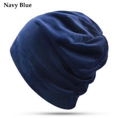 Dreadz Velvet Beanie Hat (Navy Blue)