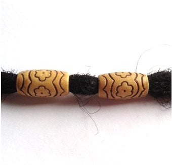 Dreadz Floral Acrylic Imitation Wood Hair Beads (6mm Hole) x 2 Beads