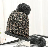Dreadz Rolled Brim Pom Pom Fleece Lined Beanie Hat (Black/Grey/Multi) (AL_1801)