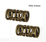 Dreadz Carved Bronze Tube Hair Beads (6.5mm Hole) x 2 Bead Pack