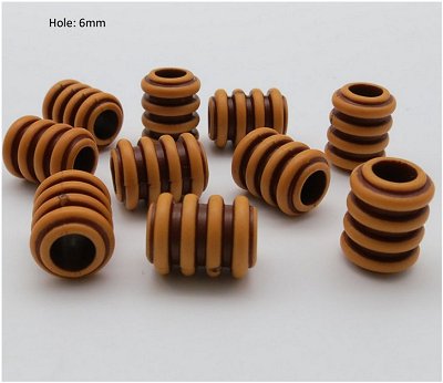 Dreadz Brown Acrylic Spiral Hair Beads (6mm Hole) x 2 Bead Pack