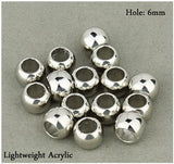 Dreadz Silver Lightweight Acrylic Round Hair Beads (6mm Hole) x 3 Bead Pack