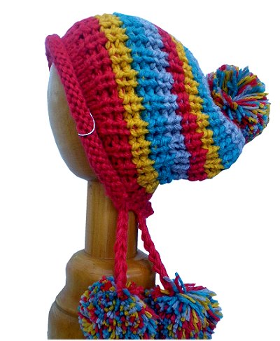 Dreadz Rolled Brim Pom Pom Beanie Hat (Bright Colours)