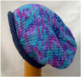 Dreadz Hand Knitted Slouchy Rolled Brim Beanie Hat (Blue/Purple Mix) AW-20-01