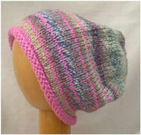 Dreadz Hand Knitted Slouchy Rolled Brim Beanie Hat (Pink/Multi Mix) AW-20-10