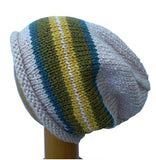 Dreadz Rolled Brim Slouchy Beanie Hat AW_19_01 (Cream/Green/Yellow)