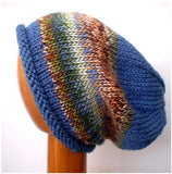Dreadz Rolled Brim Slouchy Beanie Hat (AW_19_27)  (Blue/Brown/Green)