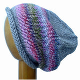 Dreadz Rolled Brim Slouchy Beanie Hat (AW_19_29) (Beige/Pink/Multi)