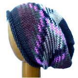 Dreadz Rolled Brim Slouchy Beanie Hat (AW_19_33) (Brown/Lilac/Cream)