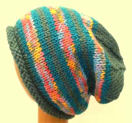 Dreadz Hand Knitted Slouchy Rolled Brim Dreadlock Beanie Hat (AW_23_05)