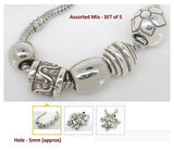 Dreadz Mixed Silver Dreadlock Hair Beads (5mm Hole) x 5 Bead Pack