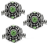 Dreadz Silver with Green Jewel Drum Dreadlock Hair Beads (5mm Hole) x 3 Bead Pack