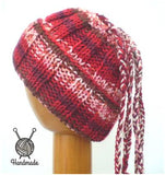 Dreadz Ribbed Open Top Dreadfall Dreadlock Beanie Hat (Red Brown White) (DR_22)