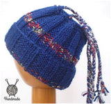 Dreadz Ribbed Open Top Dreadfall Dreadlock Beanie Hat (Blue Multi) (DR_23)