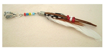 Dreadz Natural White Feather Dangle Dreadlock Hair Bead with 5mm bail hole