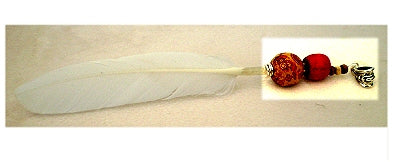 Dreadz Natural White Feather Dangle Dreadlock Hair Bead with 5mm silver bail hole