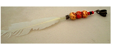 Dreadz Natural White Feather Dangle Dreadlock Hair Bead with 5mm bronze bail hole