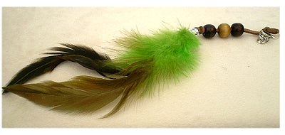 Dreadz Natural Green Feather Dangle Dreadlock Hair Bead with 5mm silver bail hole
