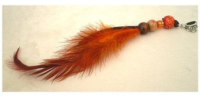 Dreadz Natural Orange Feather Dangle Dreadlock Hair Bead with 5mm silver bail hole