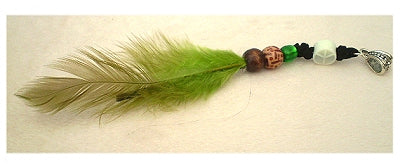 Dreadz Natural Green Feather Dangle Dreadlock Hair Bead with 5mm silver bail hole