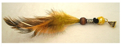 Dreadz Natural Yellow Feather Dangle Dreadlock Hair Bead with 5mm gold bail hole