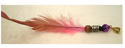 Dreadz Natural Pink Feather Dangle Dreadlock Hair Bead with 5mm gold bail hole