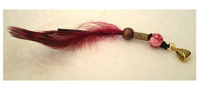 Dreadz Natural Dark Red Feather Dangle Dreadlock Hair Bead with 5mm gold bail hole