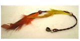 Dreadz Natural Yellow & Orange Feather Long Dangle Dreadlock Hair Bead with 5mm bronze bail hole