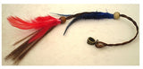 Dreadz Natural Blue & Red Feather Long Dangle Dreadlock Hair Bead with 5mm bronze bail hole